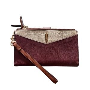 Thacker Wristlet Wallet Women OS‎ Burgundy Colorblock Leather Minimalist Chic